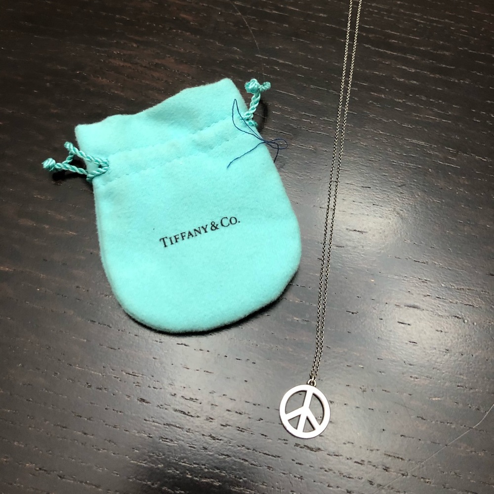 Tiffany sterling silver peace sign necklace
